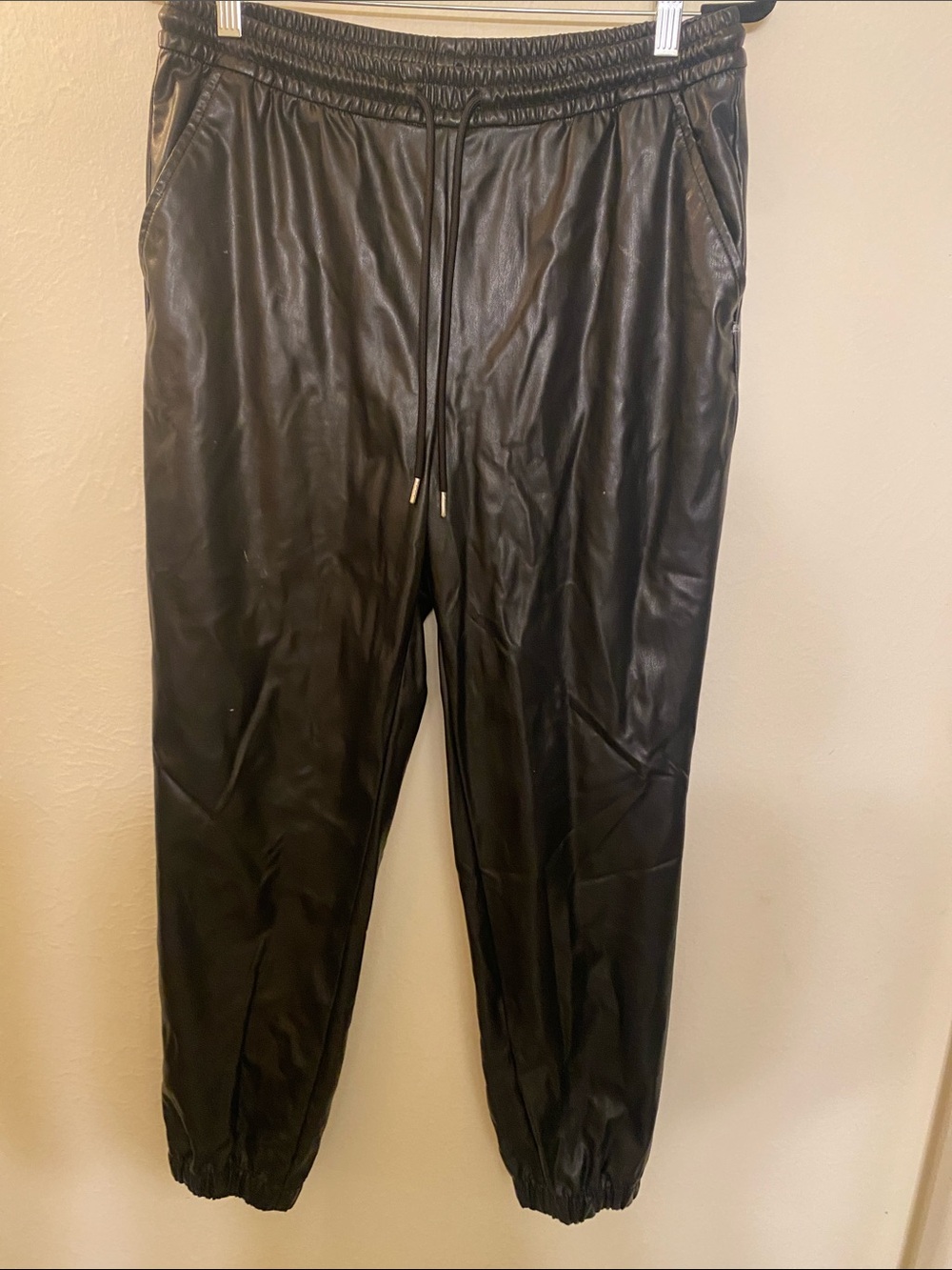 Divided Black Faux Leather Jogger Pants